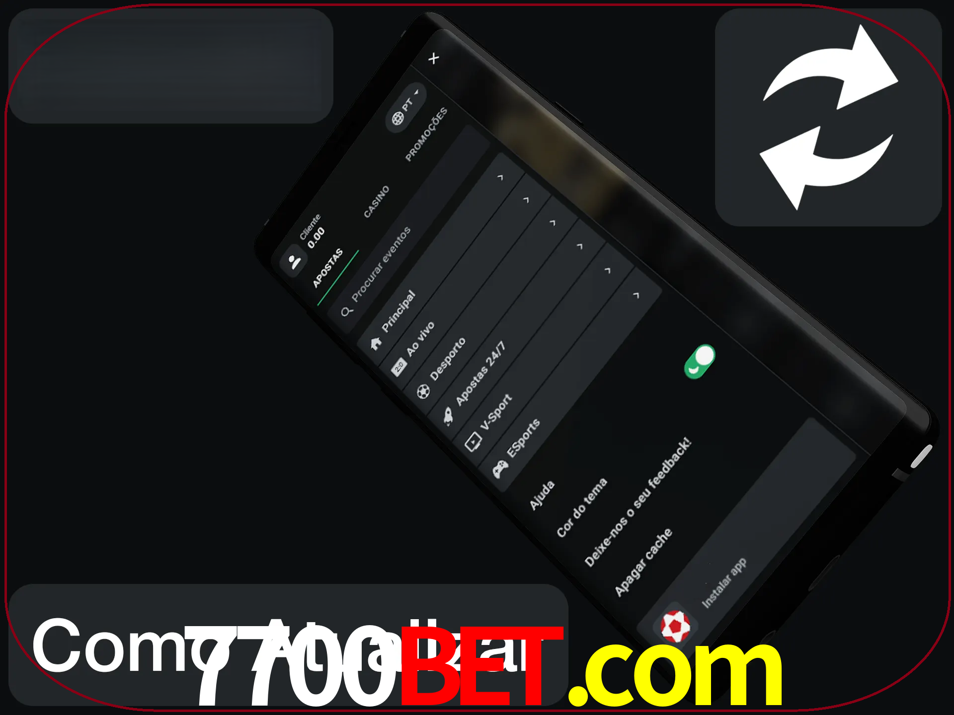 O aplicativo é atualizado automaticamente quando você faz o login.