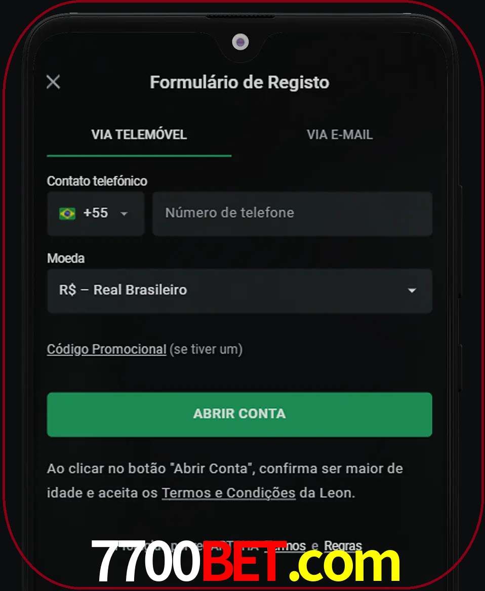 Abra o aplicativo e inicie o processo de registro.